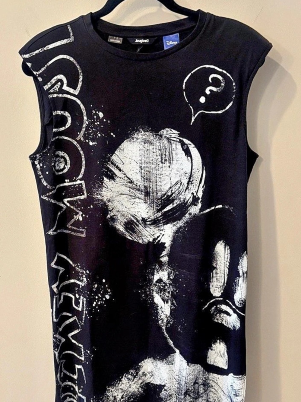 Desigual Mickey Graphic Dress Abstract Mini Dress Black & White Medium. NWOT